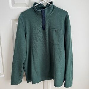 L.L.Bean Men’s Button Quarter-Zip Pullover – Green with Blue Accents